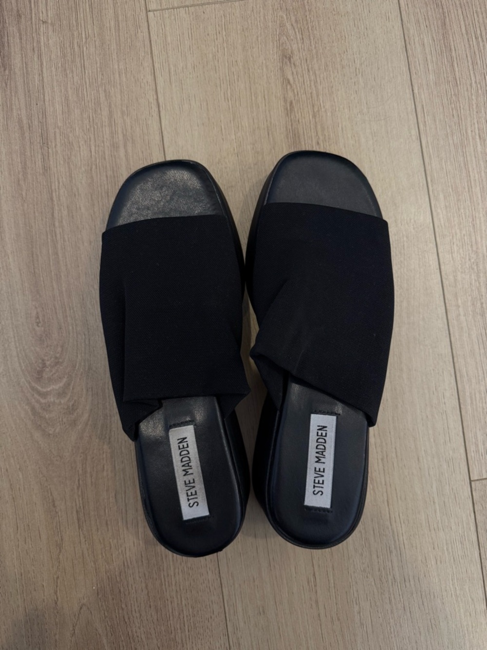 Steve Madden Black Fabric Slide Mules